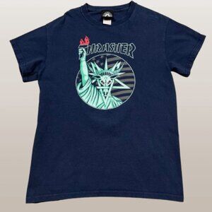 Thrasher Statue of Liberty goat 666 navy blue shirt men’s small